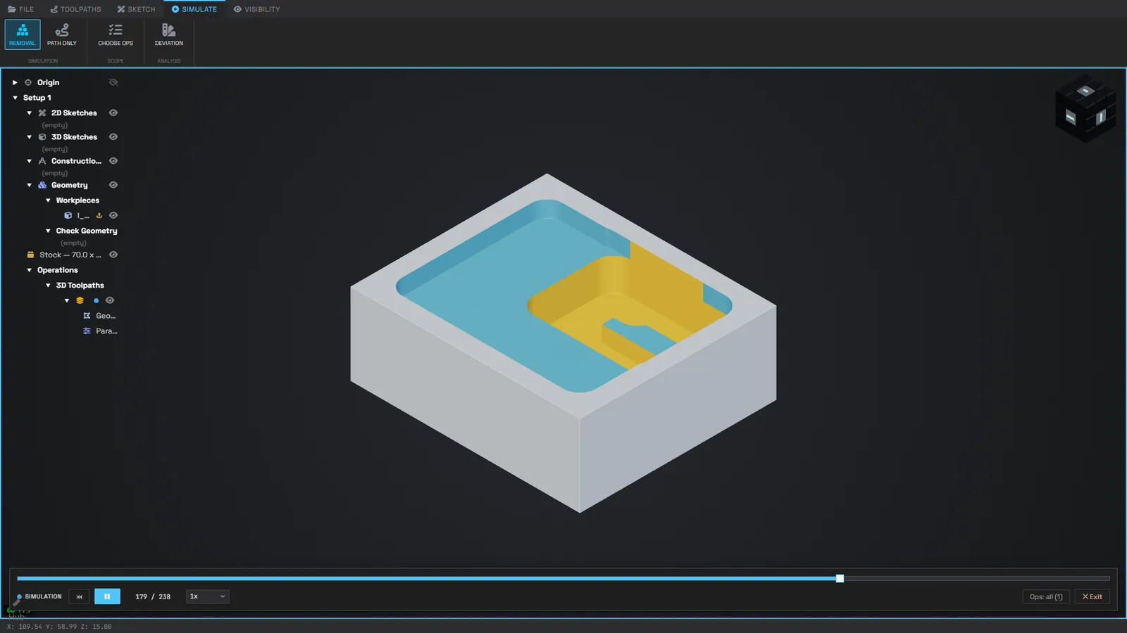 CAM in the browser: material removal of a pocket