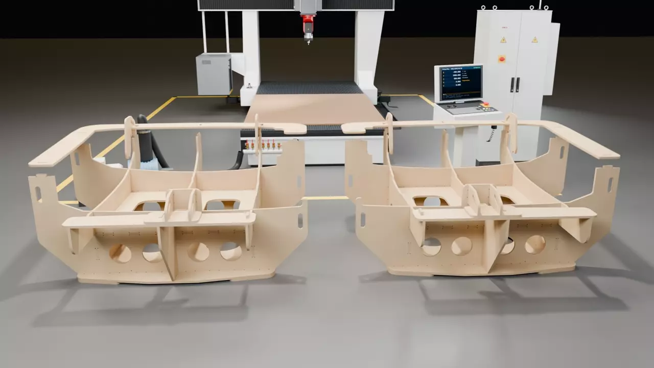 Fixture boards nested on sheets for the 5-axis gantry