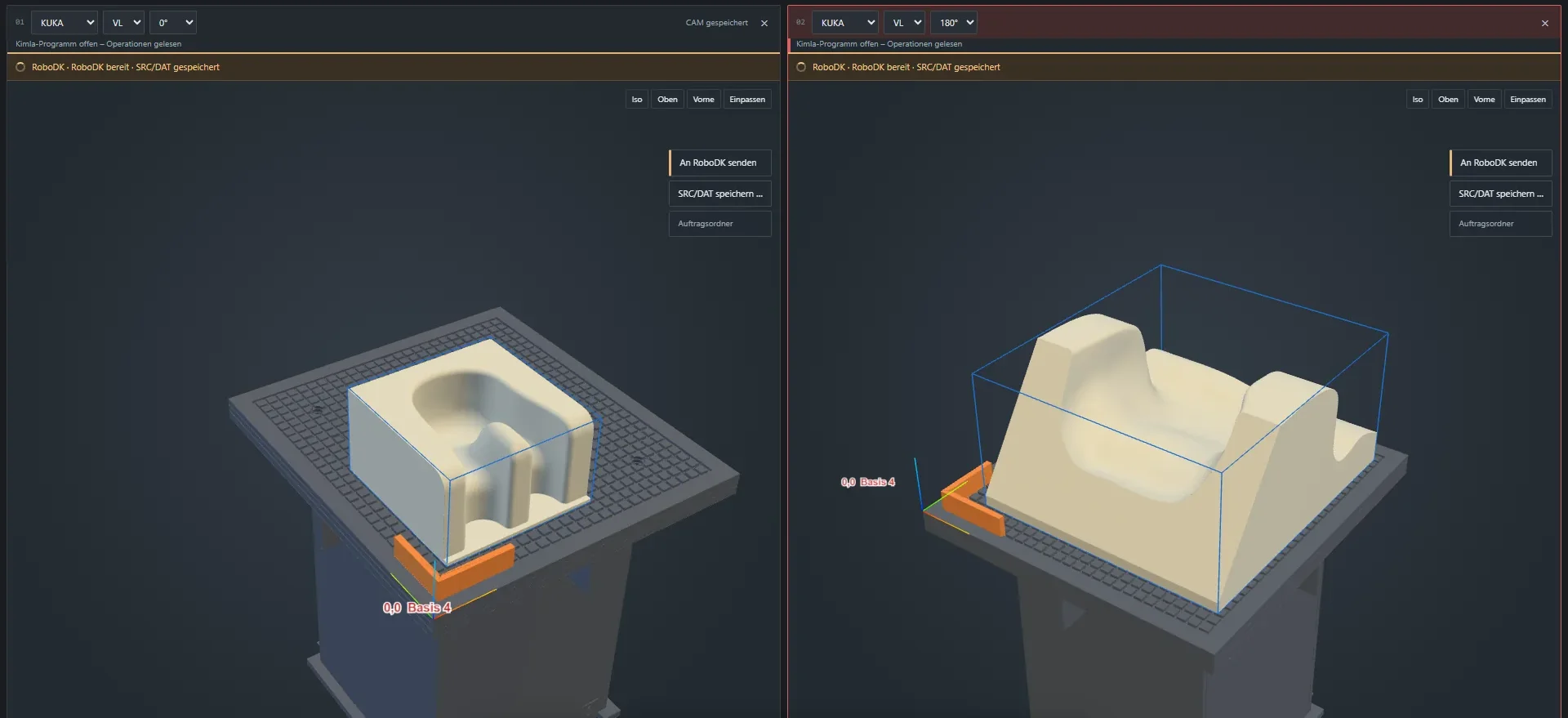 SeatStudio with two seat jobs placed on the cell table