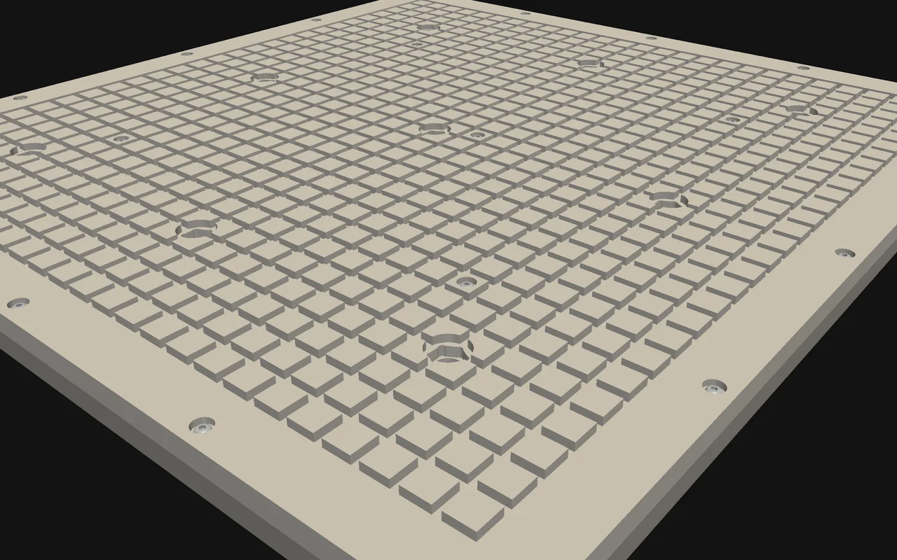 The cell's vacuum table, from our CAD